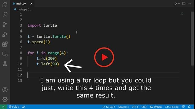 How To Draw A Square With Python (Turtle) смотреть онлайн