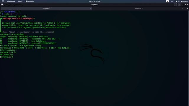 Backup & Restore database using mysqldump | Kali Linux | смотреть онлайн
