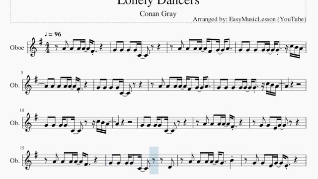 Oboe Sheet Music: How To Play Lonely Dancers By Conan Gray