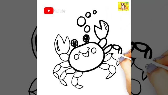 Как нарисовать КРАБА.Детский рисунок КРАБ.Раскраска#дети # смотреть онлайн