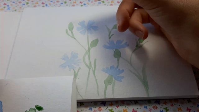 Акварель для начинающих. Как нарисовать летние цветы ВАСИЛЬКИ смотреть онлайн