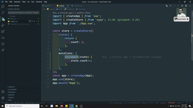 74. Implement Mutations to set state in Vuex store. Access mutations with commit - Vue js | Vue 3. смотреть онлайн