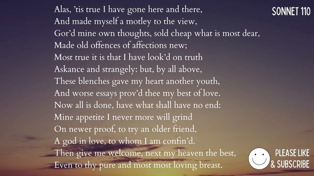 Sonnet 110. William Shakespeare. Audio Reading with Text. "Alas ’tis true I have gone here" смотреть онлайн