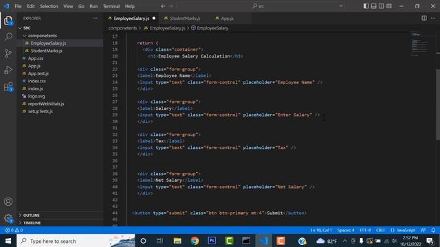 Employee Salary Calculation using React js смотреть онлайн