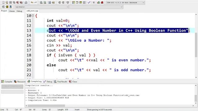 Odd and Even Number in C++ Using Boolean Function смотреть онлайн