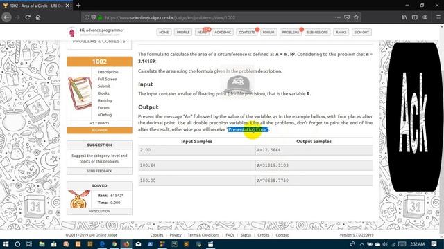 URI problem no 1002 solution c language ACK in bangla tutorial youtube channel смотреть онлайн