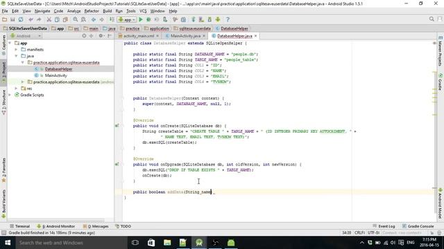 SQLite Android Studio Tutorial Storing User Data (part 1/4) смотреть онлайн