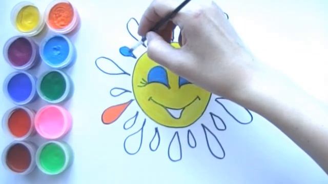 Учимся рисовать солнышко. Рисуем солнце. смотреть онлайн