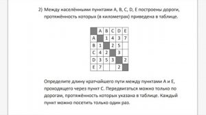 ОГЭ по ИНФОРМАТИКЕ :: № 4 :: Определение кратчайшего пути