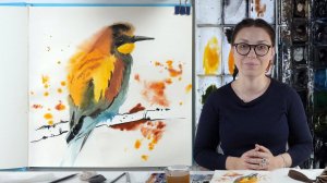 Экспресс-урок по акварельному скетчингу «Птичка» | Как нарисовать яркую птичку поэтапно