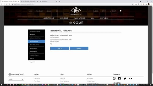 Перенос / отвязка Apollo / UAD от аккаунта Universal Audio. Transfer UAD Hardware смотреть онлайн