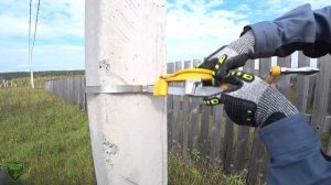 Крепеж крюка к столбу. СИП лента бандажная и СИП машинка от IEK в деле! Технология