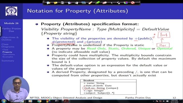 Module 26: Class Diagrams : Part 1 (Class, Property and Operation) (Lecture 38) смотреть онлайн