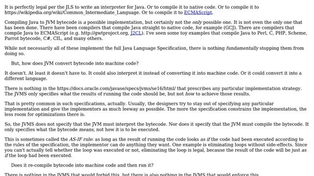 Does the JVM compile bytecode into machine code and run it or does it just run bytecode directly? смотреть онлайн
