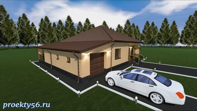 Проект одноэтажного дома 175,54 м2 с гаражом. смотреть онлайн