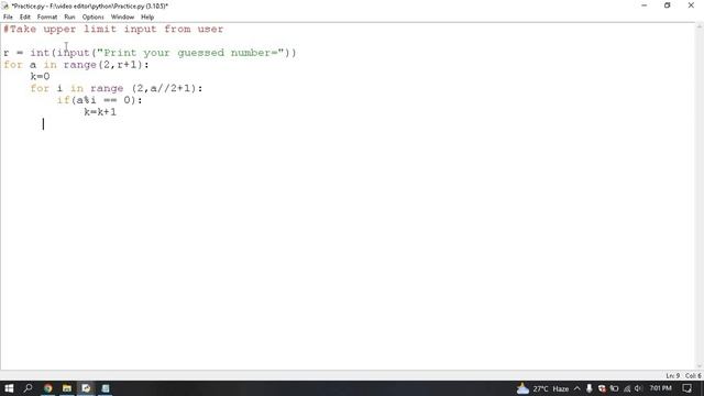 How to take upper limit input from user in python idle. смотреть онлайн