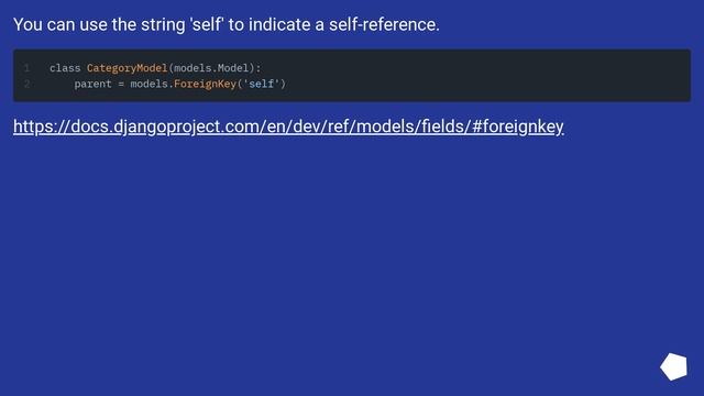 Django self-referential foreign key смотреть онлайн