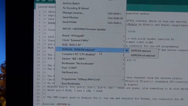FrSky on Corona. Part 2 - uploading the sketch and serial monitoring, смотреть онлайн