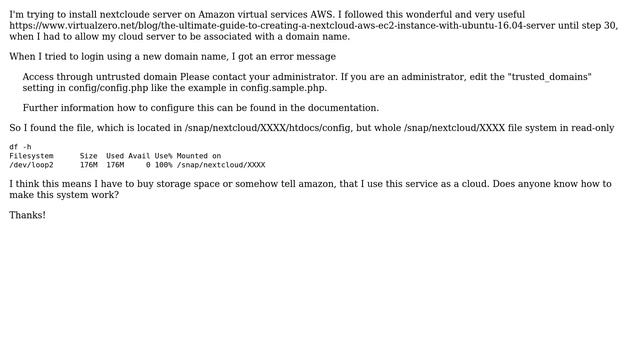nextcloud on AWS located on read-only disk смотреть онлайн