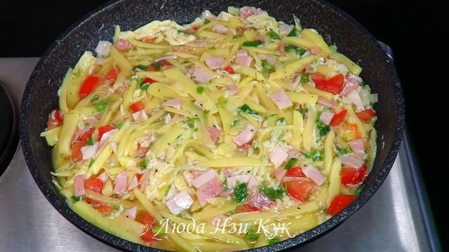 Ленивая КАРТОФЕЛЬНАЯ ЗАПЕКАНКА на сковороде Быстро и очень просто Люда Изи Кук картофель смотреть онлайн