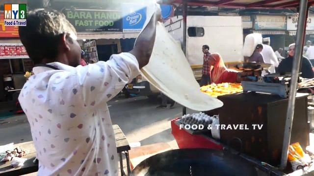 3Ft Giant paratha Making with Halwa - Unique Indian Street Food смотреть онлайн