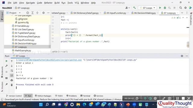 What is For Loop in Python | For Loop, While Loop and Nested Loop | Quality Thought смотреть онлайн
