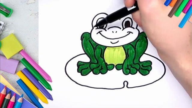 Simple Frog Drawing Tutorial | Easy Steps to Draw a Frog | 简单的青蛙绘画教程 | 画青蛙的简单步骤 | Wiz Art Drawing смотреть онлайн