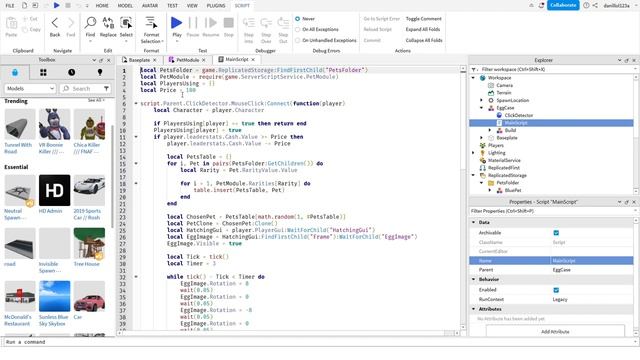 Как сделать яйцо питомцев в Roblox Studio смотреть онлайн