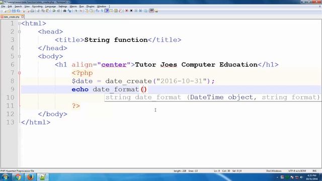 Date Time Function : How To Create New Date From A String By Php In Tamil смотреть онлайн