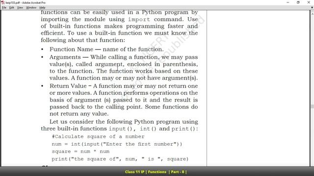Part - 8 | Unit 2 | Introduction to Python | Informatics Practices | Class 11 IP | CBSE | Functions смотреть онлайн