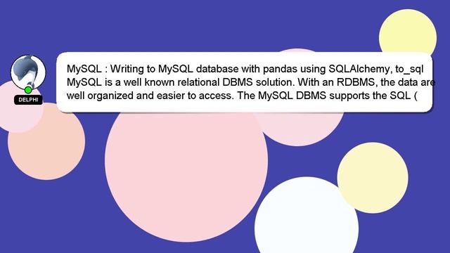 MySQL : Writing to MySQL database with pandas using SQLAlchemy, to_sql смотреть онлайн