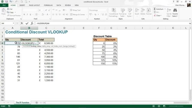 Using VLOOKUP for a Conditional Discount Formula смотреть онлайн