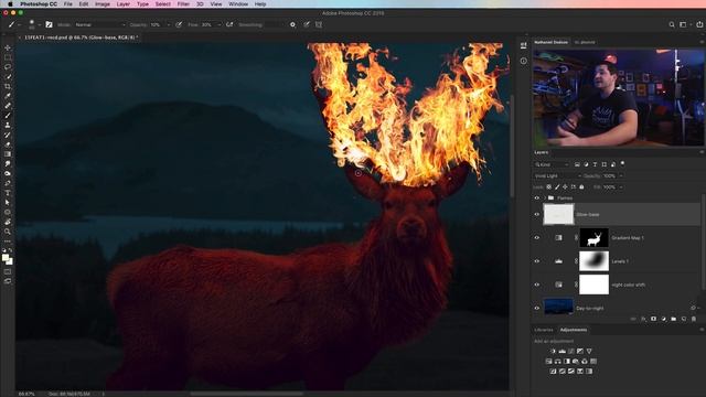 Flaming Elk Photo Manipulation in Photoshop смотреть онлайн