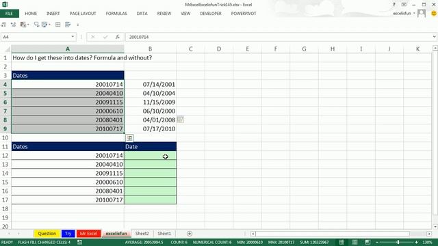 Mr Excel & excelisfun Trick 145: YYYYMMDD Numbers To Dates: TTC, Flash Fill, DATE or TEXT Functions смотреть онлайн