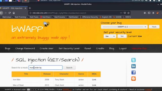 sql injection bwapp (get/search) malayalam смотреть онлайн