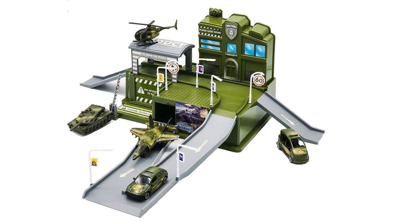 BAZUMI / Игрушечная парковка гараж, серия армия "Военная база" смотреть онлайн