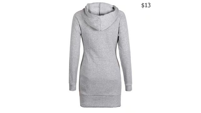 Одежда с AliExpress. Осеннее повседневное платье с длинными рукавами карманами и капюшоном S 5XL. смотреть онлайн