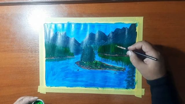 Как нарисовать горный пейзаж / How to draw a mountain landscape/ Как нарисовать природу/ How to dra смотреть онлайн