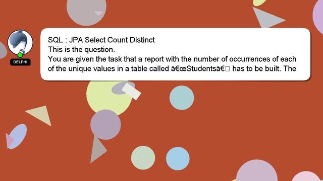 SQL : JPA Select Count Distinct смотреть онлайн