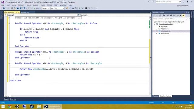 VB.NET 2013: Classes - Operators and Method Overriding смотреть онлайн