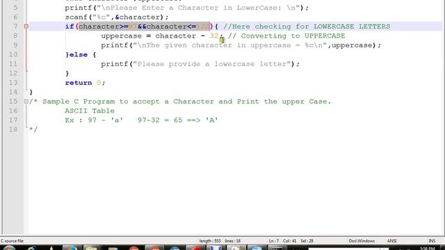 C PROGRAM TO CONVERT LOWERCASE CHARACTER TO UPPERCASE CHARACTER смотреть онлайн