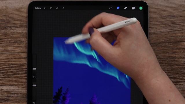 Northern Lights Drawing - PROCREATE Painting Tutorial for Beginners смотреть онлайн