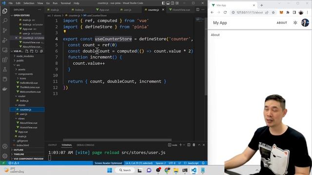 พื้นฐาน Vue.js 3 ใช้ Pinia ทำ Global State เก็บข้อมูลผู้ใช้ | หมีไลฟ์โค้ด EP.74 โดย อ.พี่หมี смотреть онлайн