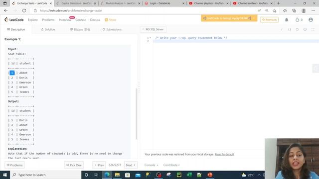 Leet Code SQL problem 626 Exchange Seats смотреть онлайн