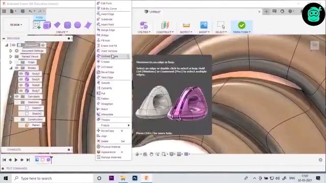 Obito Mask speed modeling in Fusion 360 смотреть онлайн