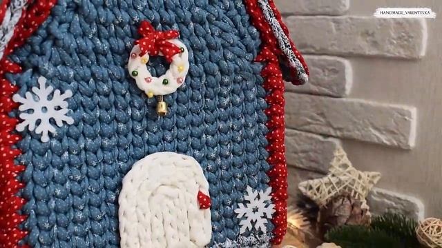 МАСТЕР-КЛАСС корзина "Пряничный домик". Крючком из трикотажной пряжи. смотреть онлайн