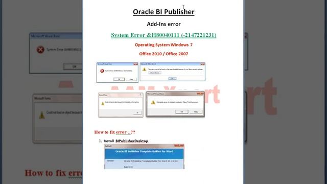 Oracle BI Publisher System Error &h80040111 in winword 2010 смотреть онлайн