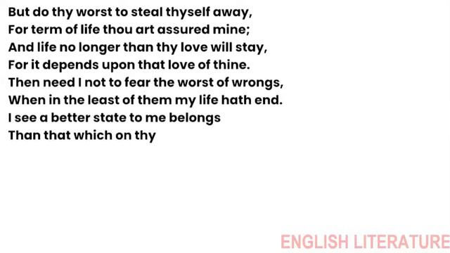 Sonnet 92 by William Shakespeare | But do thy worst to steal thyself away смотреть онлайн