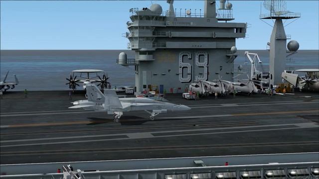 FSX F-18 Hornet landing on aircraft carrier USS Dwight D. Eisenhower CVN-69 смотреть онлайн
