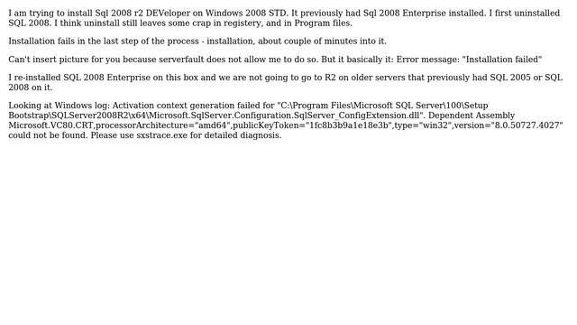 Sql 2008 r2 DEV install failed смотреть онлайн